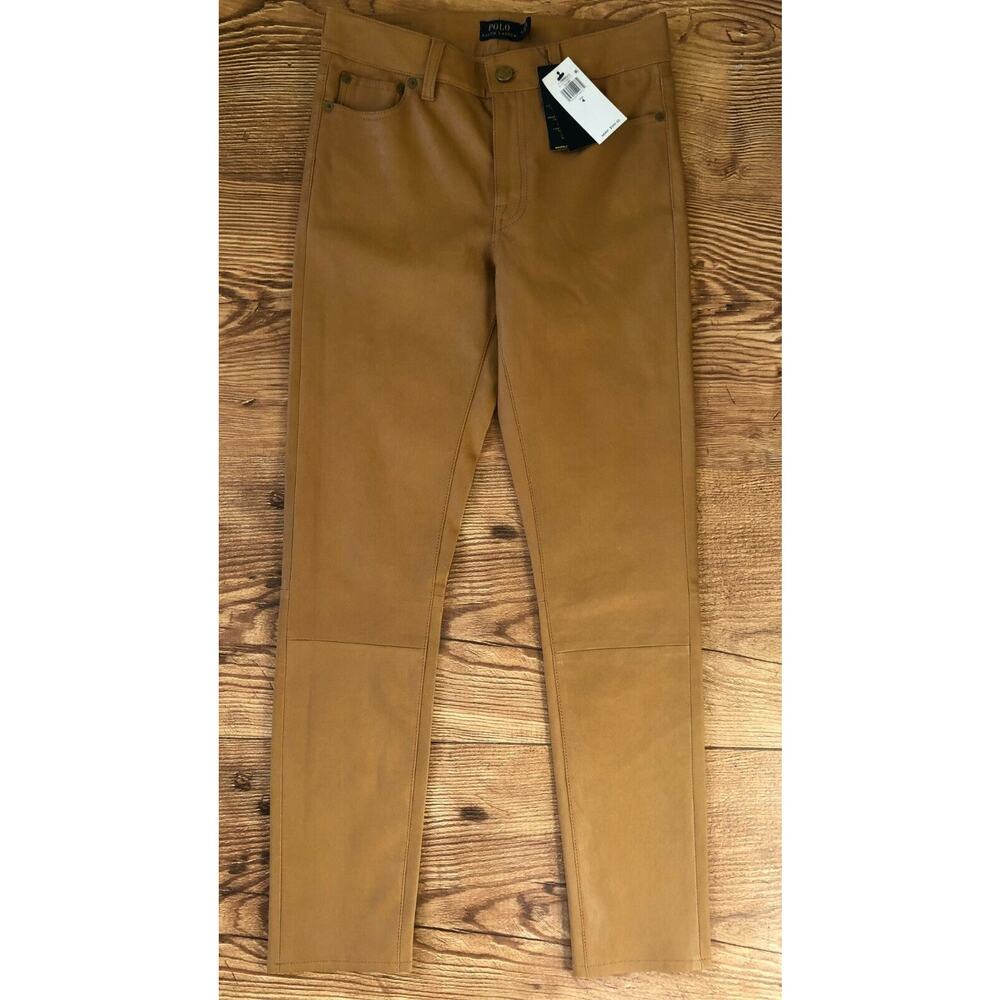Polo Ralph Lauren Women's Lambskin Leather Legging Jeans Pants Brown Size 4 $998 - Picture 13 of 16